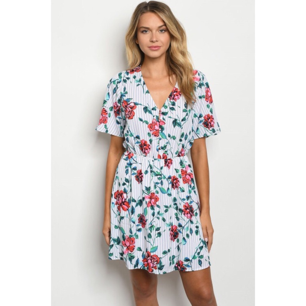 White Floral Dress S, M and L
